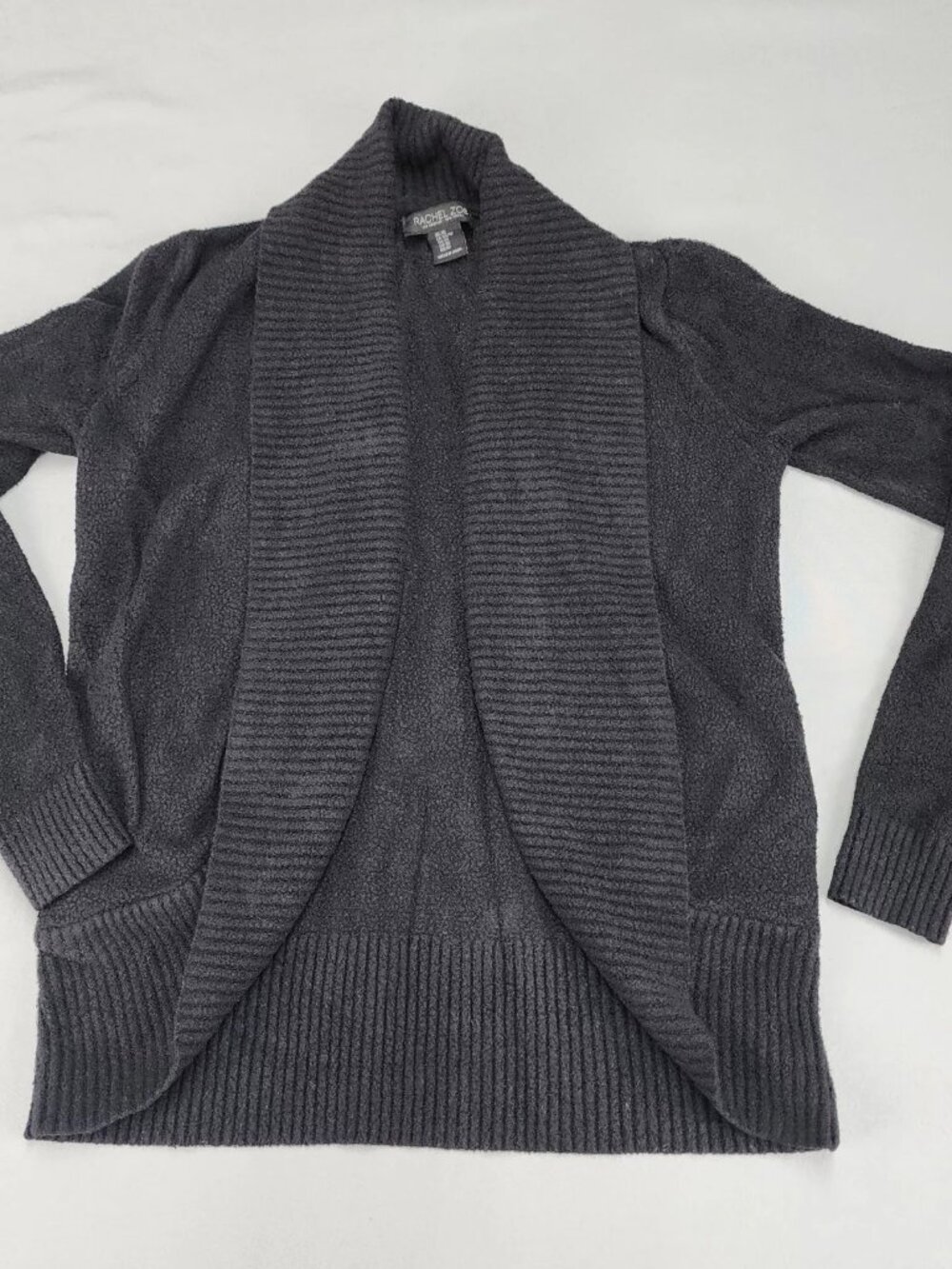 RACHEL ZOE Shawl Collar Draped Cardigan Women XS Black Knit Open